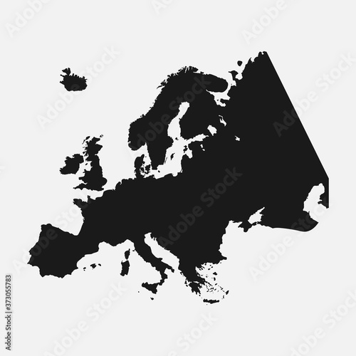 Europe map black and white vector icon.