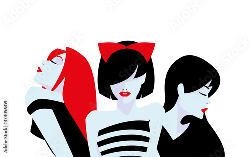 sexy red and black hair women in comic style vector design