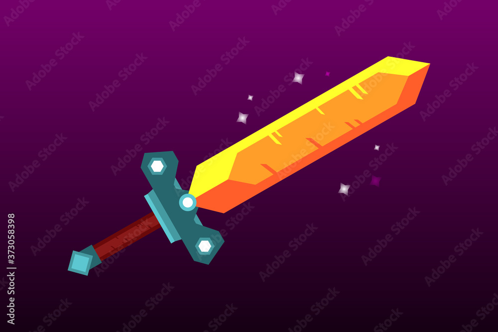 Vector illustration of a Golden sword. Design for the design of the game or application.