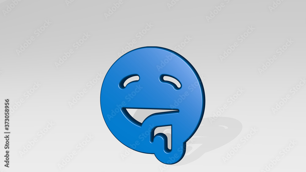 SMILEY DROOL 3D icon casting shadow, 3D illustration SMILEY DROOL 3D icon casting shadow, 3D illustration