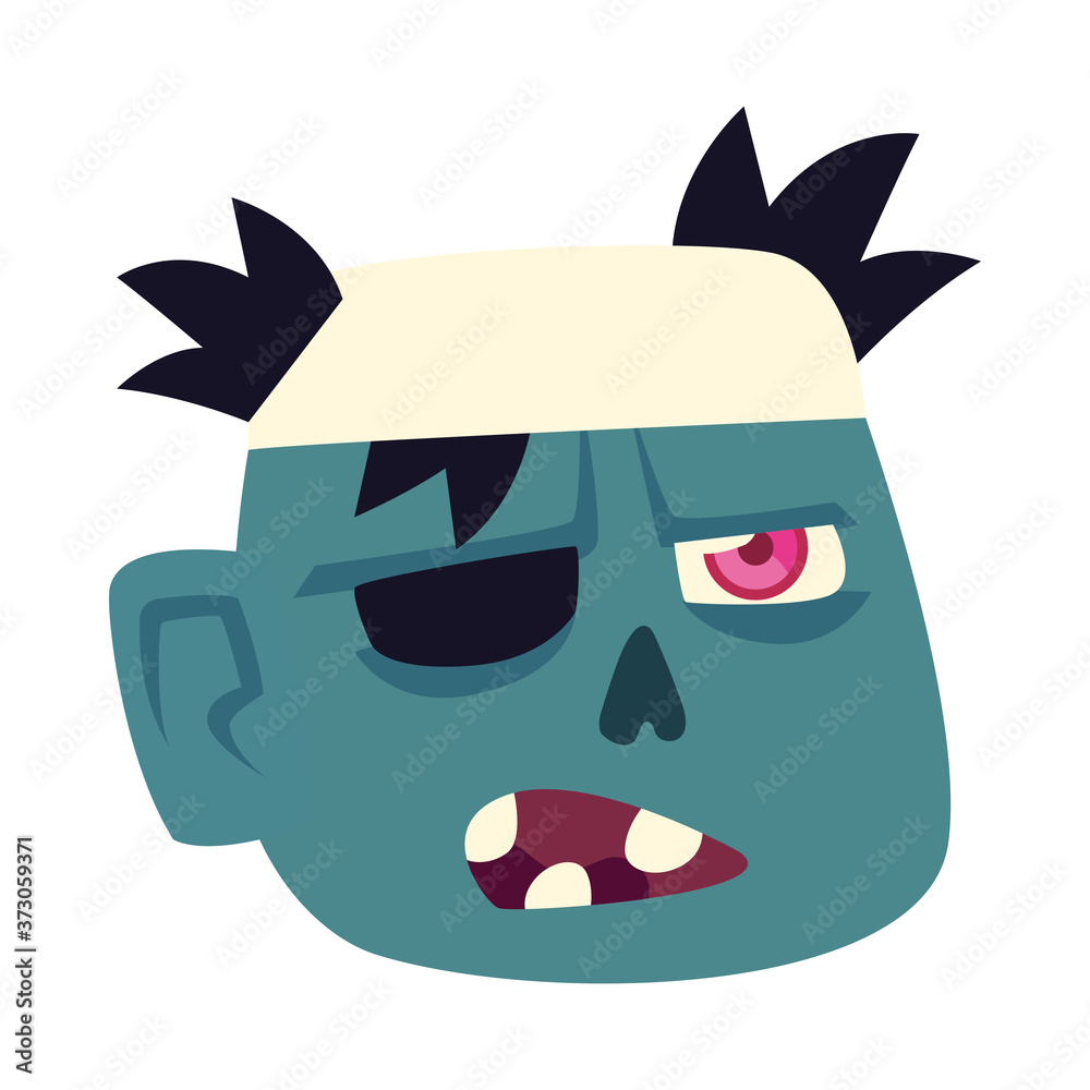 Halloween zombie head cartoon vector design