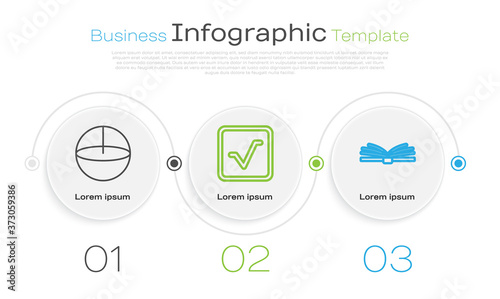 Set line Calculator, Open book and Mobile calculator interface. Business infographic template. Vector.