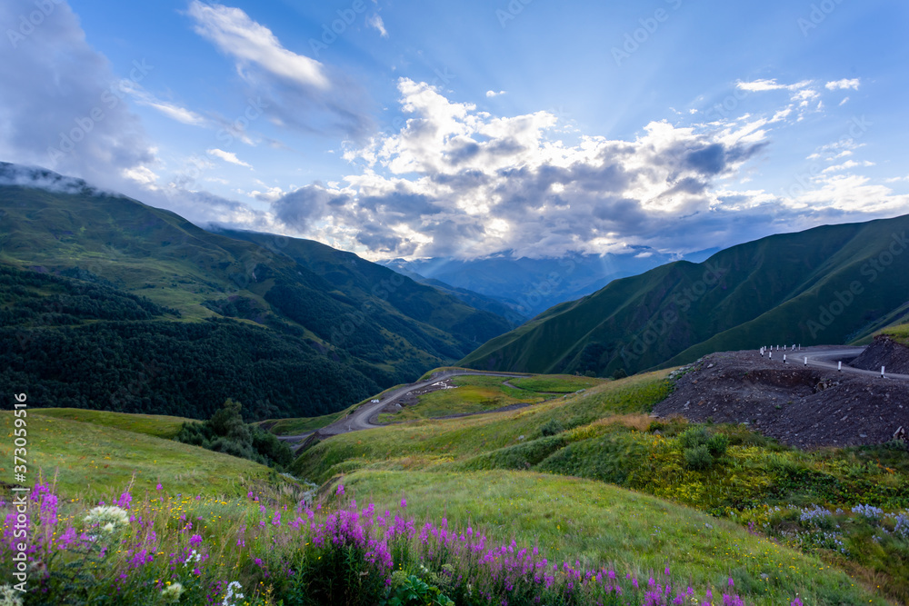 Obraz premium Beautiful mountain landscape in Upper Khevsureti, Georgia