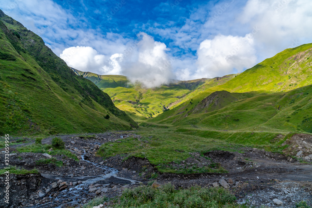 Beautiful mountain landscape in Upper Khevsureti, Georgia