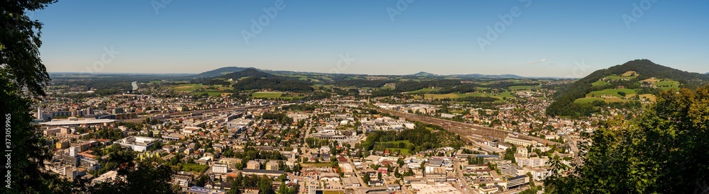 Salzburg Stadt Panorama vom Kapuzinerberg in Salzburg Österreich