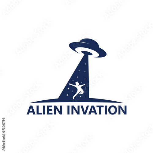 Alien Invasion Logo Template Design Vector