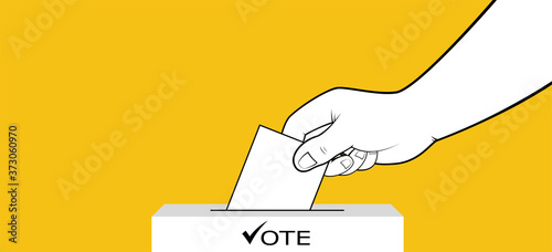 Presidential election, hand places ballot with vote in ballot box. Presidential election campaign concept.