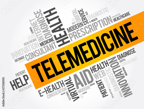 Telemedicine word cloud collage, health concept background