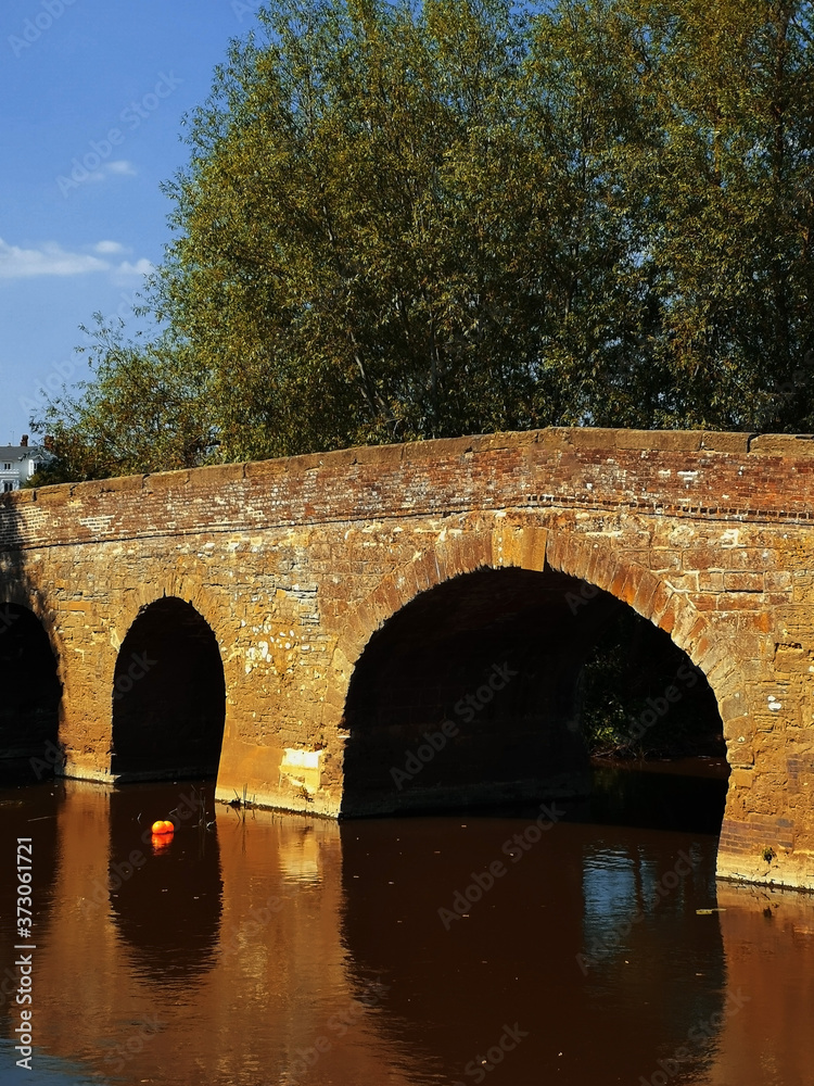 Medieval bridge over river Avon. Pershore Worcestershire England UK
