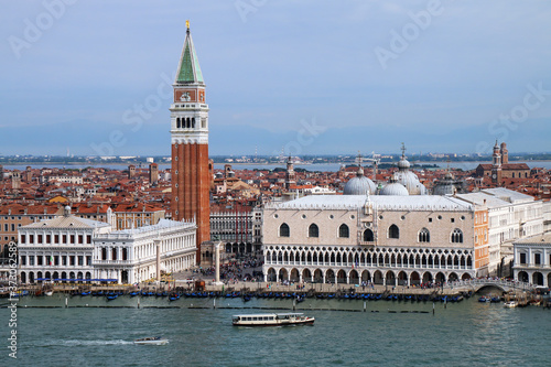 View of Piazza San Marco with Campanile, Palazzo Ducale and Biblioteca in Venice, Italy © donyanedomam
