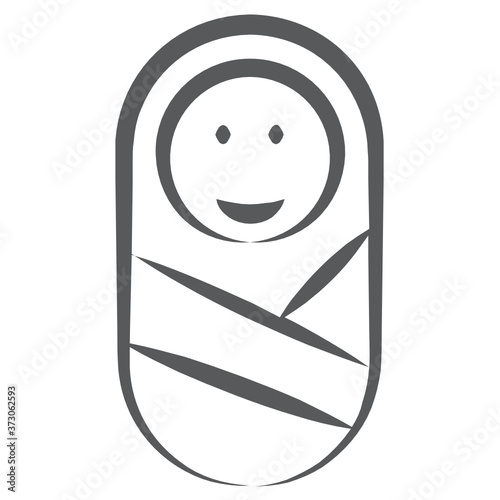 
Newborn baby in a blanket, line icon
