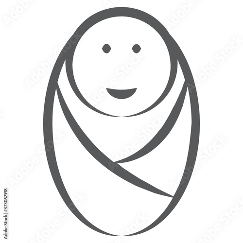 
Icon of a newborn baby making a beautiful design, line vector
