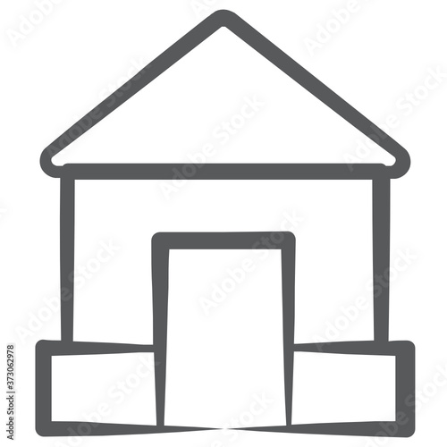 
An open entrance of a building denoting shed in line icon
