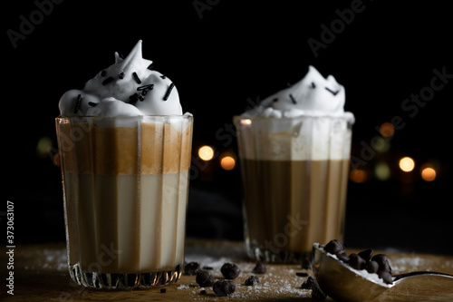 Unedited image of dalgona coffee with dark background