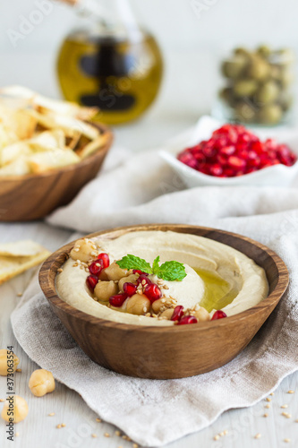 Homemade Hummus with Pomegranate Seeds