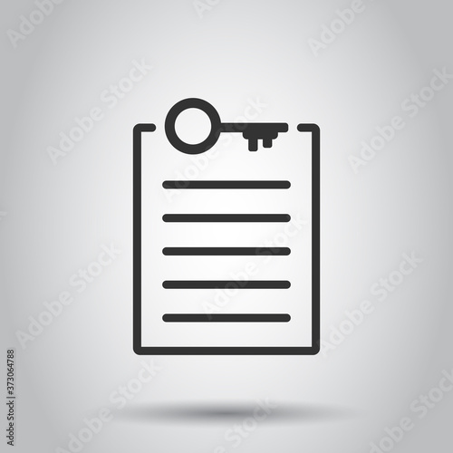 Password account icon in flat style. Keyword vector illustration on white isolated background. Key combination business concept.