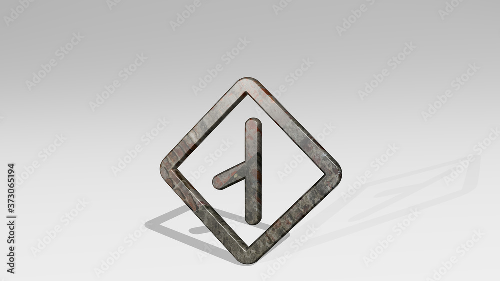 road sign side road left 3D icon standing on the floor, 3D illustration road sign side road left 3D icon standing on the floor, 3D illustration
