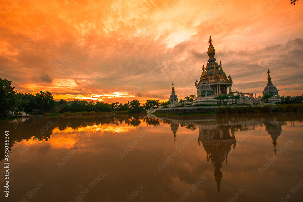 The background of an important tourist attraction in Khon Kaen Province (Wat Thung Setthi) is a large pagoda in the middle of a swamp, tourists always come to see the beauty in Thailand The background of an important tourist attraction in Khon Kaen Province (Wat Thung Setthi) is a large pagoda in the middle of a swamp, tourists always come to see the beauty in Thailand