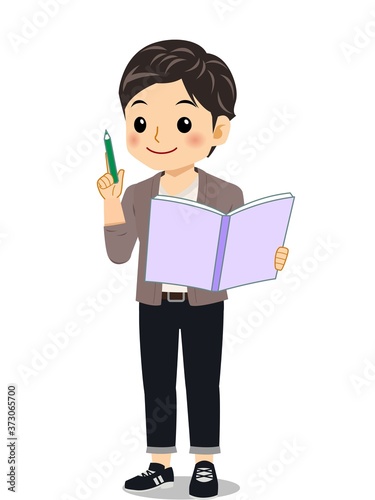 カーディガンを着た男子学生