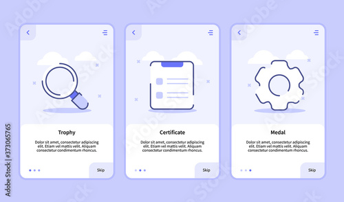 onboarding screen for mobile apps template banner page UI with three variations modern flat outline style