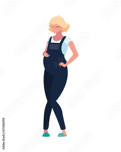 blond pregnant woman cartoon vector design