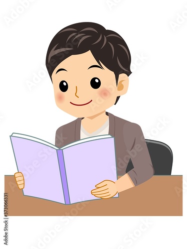 カーディガンを着た大学生の男の子