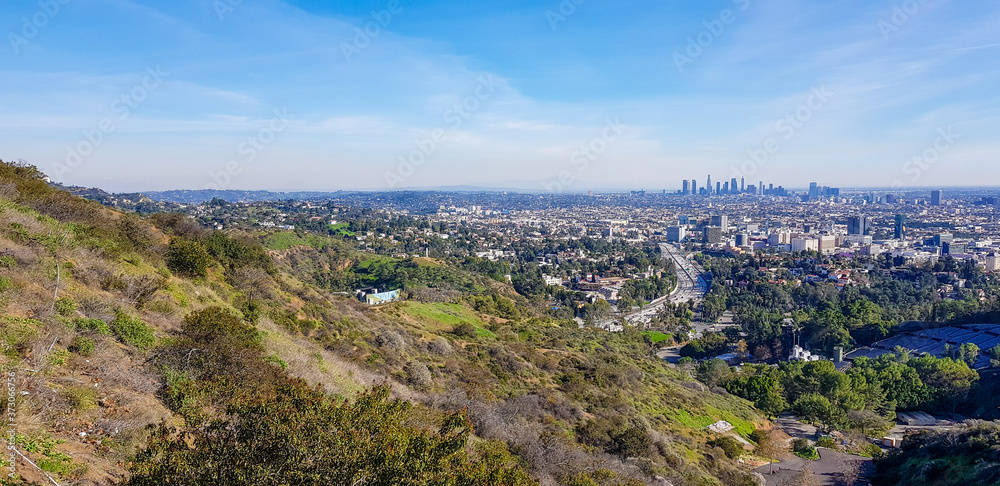 view of Los Angeles from the hills