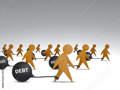 People icon was chained with debt. Public debt illustration vector.