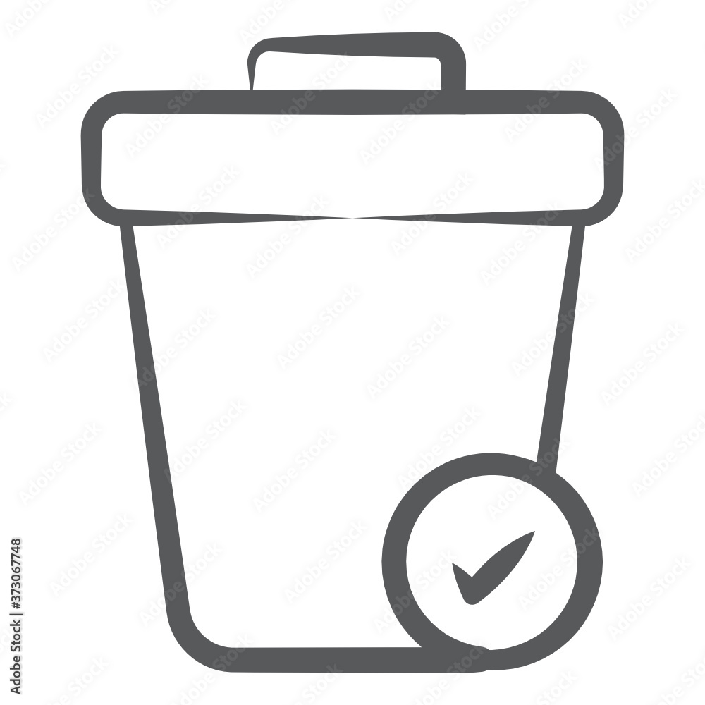 Check bin vector, tick on trash bucket in linear style
Check bin vector, tick on trash bucket in linear style