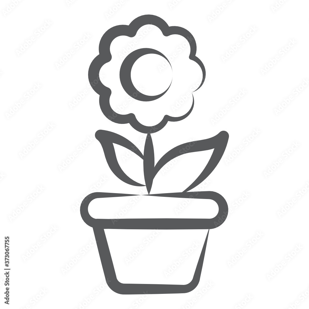 Daisy flower in a pot, editable linear vector
Daisy flower in a pot, editable linear vector