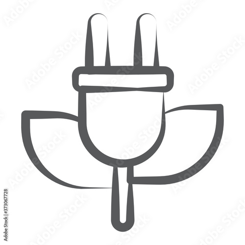 
Icon of a leaves connected with a plug depicting bioenergy 
