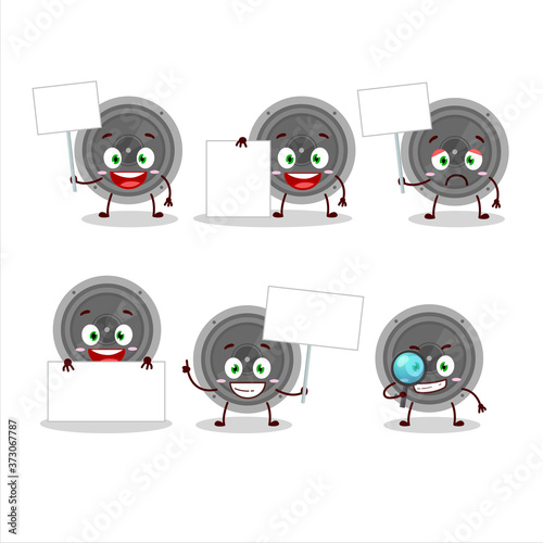 Audio speaker cartoon character bring information board