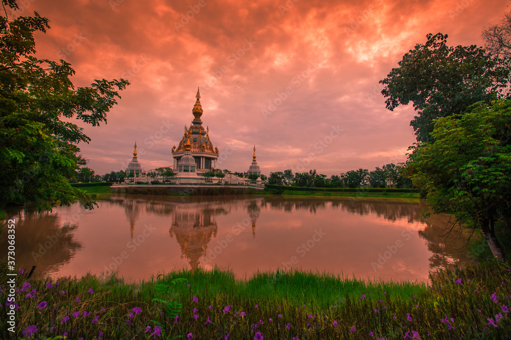 The background of an important tourist attraction in Khon Kaen Province (Wat Thung Setthi) is a large pagoda in the middle of a swamp, tourists always come to see the beauty in Thailand The background of an important tourist attraction in Khon Kaen Province (Wat Thung Setthi) is a large pagoda in the middle of a swamp, tourists always come to see the beauty in Thailand
