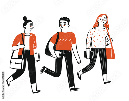 A group of student are walking