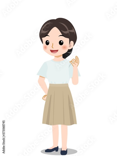 爽やかな服装のスカートの女の子