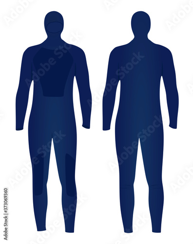Blue diving wetsuit. vector illustration