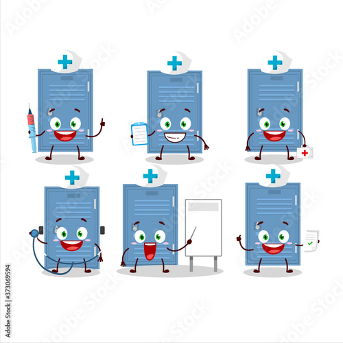Doctor profession emoticon with locker cartoon character