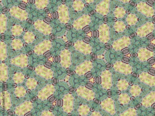 Illustration of an abstract colorful geometric background with beautiful patterns. Kaleidoscope art