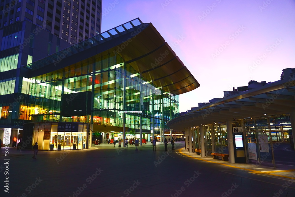 Obraz premium 【福井県】福井駅の駅前広場 / Fukui station square in front of the station