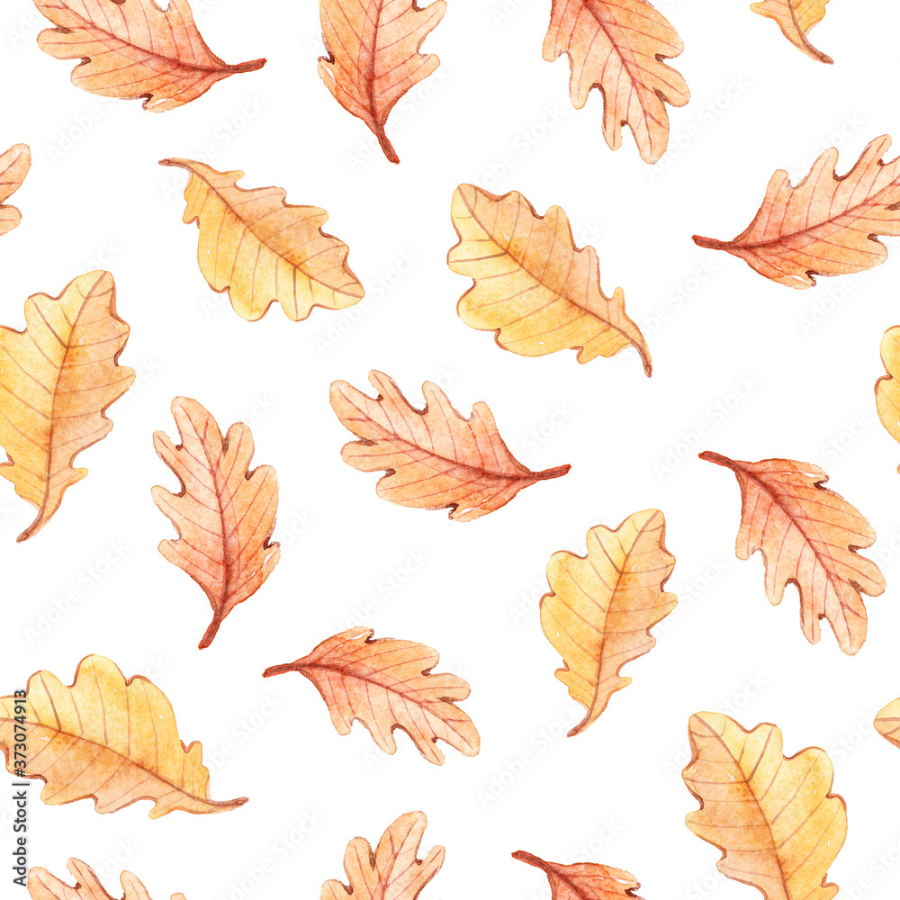 Autumn seamless pattern yellow oak leaves to create a fabric background, scrapbook paper, kids wallpaper, Halloween greeting card. Perfect for kids textile, clothes Autumn seamless pattern yellow oak leaves to create a fabric background, scrapbook paper, kids wallpaper, Halloween greeting card. Perfect for kids textile, clothes