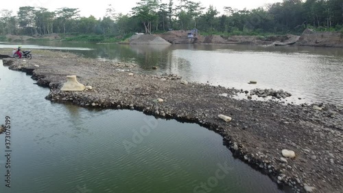 aerial footage of receding river banks photo