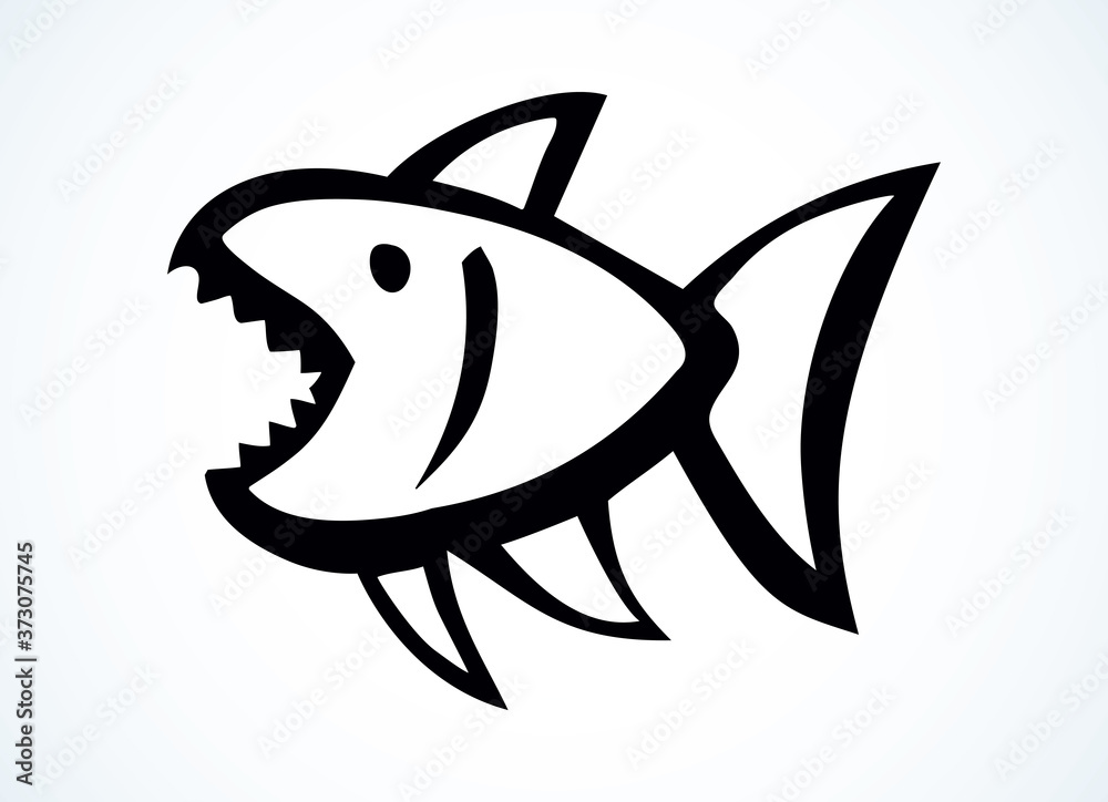 Piranha fish. Vector drawing icon Stock Vector | Adobe Stock
