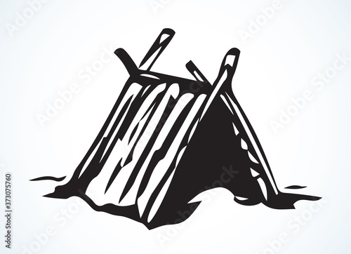 Old little hut. Vector drawing