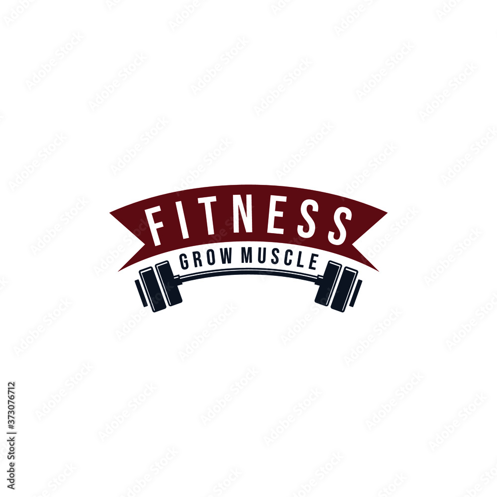 Obraz premium simple fitness logo with fitness equipment