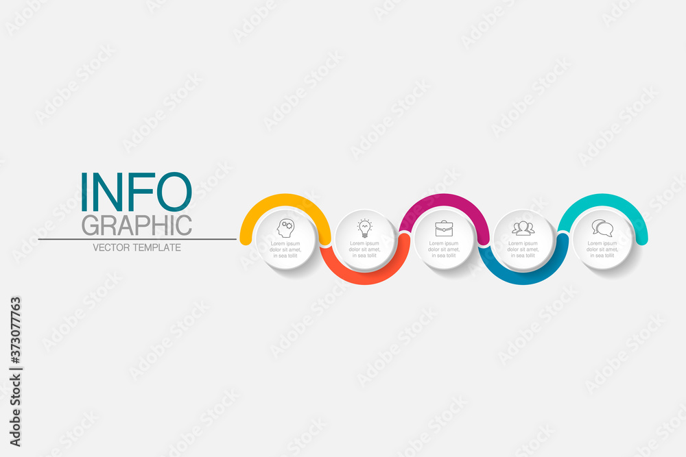 Fototapeta premium Vector infographic template with 5 steps or options. Data presentation, business concept design for web, brochure, diagram.