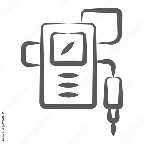 
Ammeter icon, voltmeter doodle line vector style 
