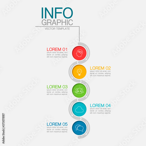 Vector infographic template with 5 steps or options. Data presentation, business concept design for web, brochure, diagram.