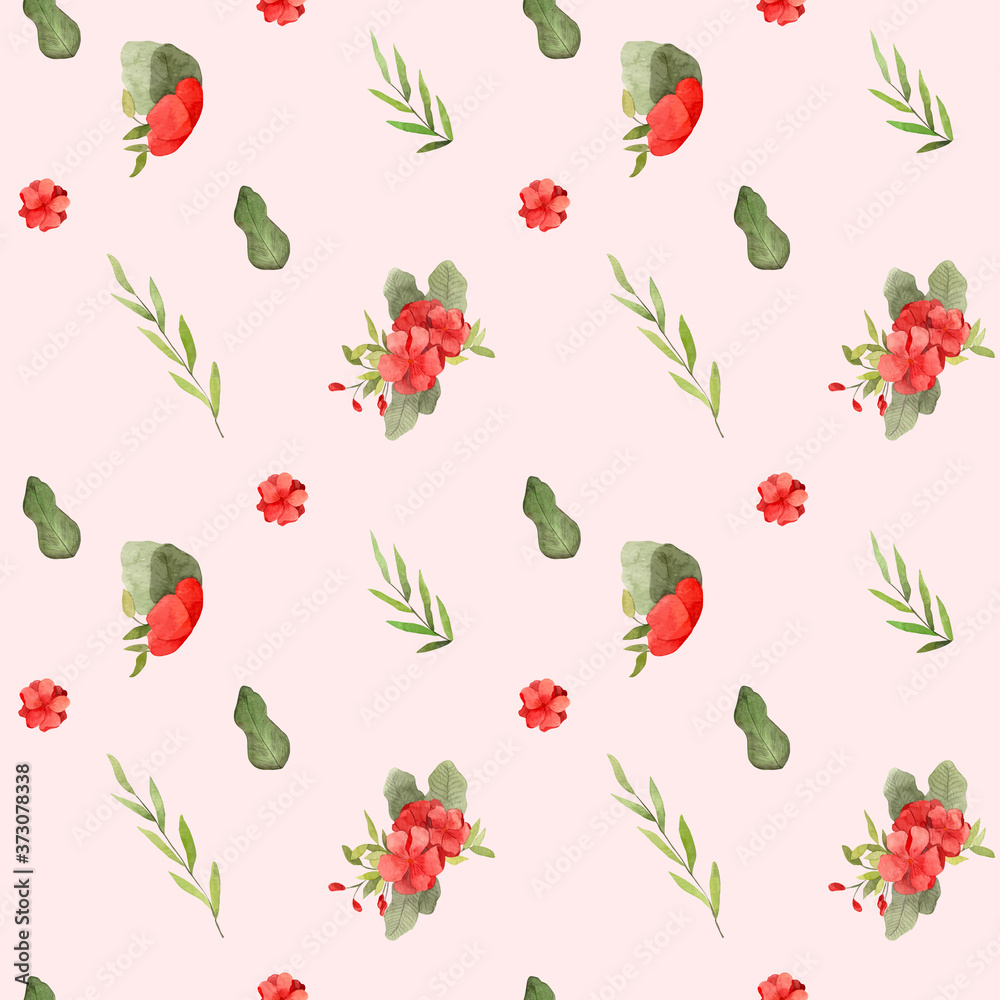custom made wallpaper toronto digitalRomantic red bouquet seamless pattern. Repeating poppies flowers background. Watercolor leaves and petals wallpaper. 