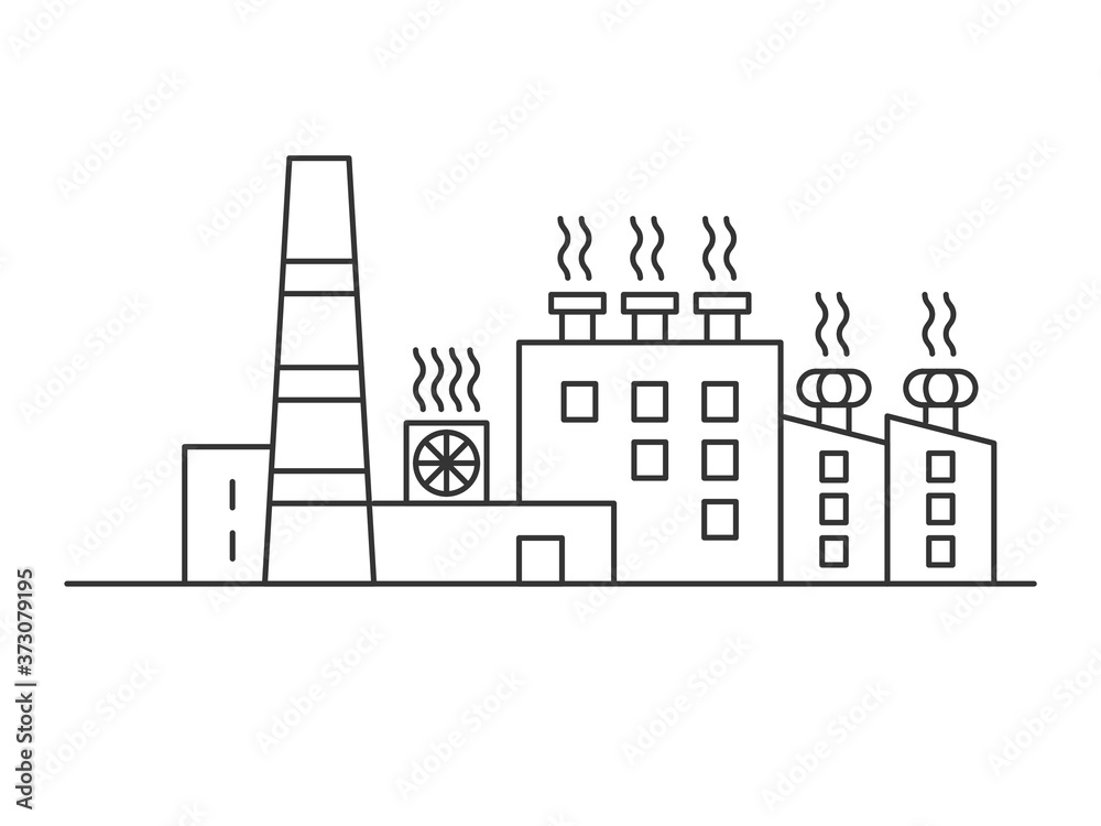 Naklejka premium Industrial cooling facility concept line icon illustration vector symbol