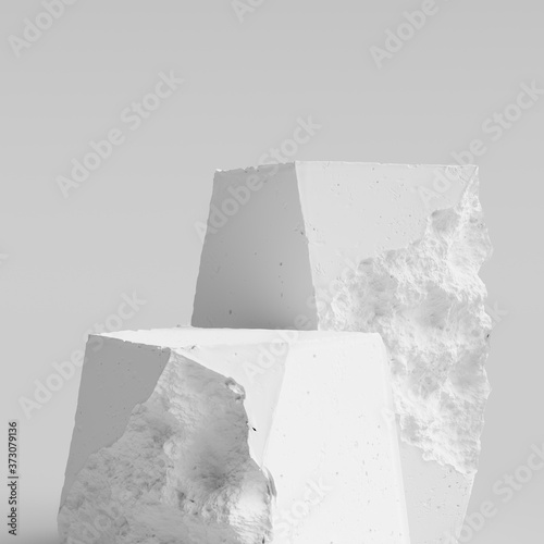 Принти на полотні Geometric stone shapes with breakaway pieces, product display podium, white mini